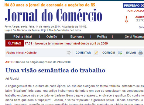 Uma visão semântica do trabalho (Jornal do Comércio)
