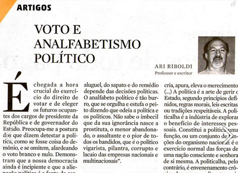 Voto e analfabetismo político (Zero Hora)