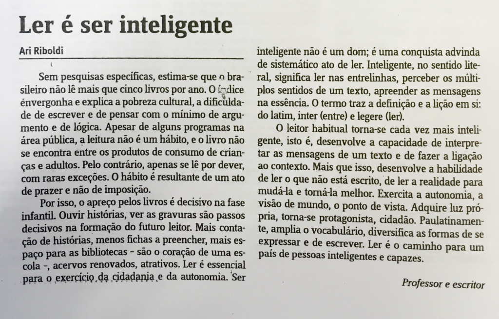 Ler é ser inteligente